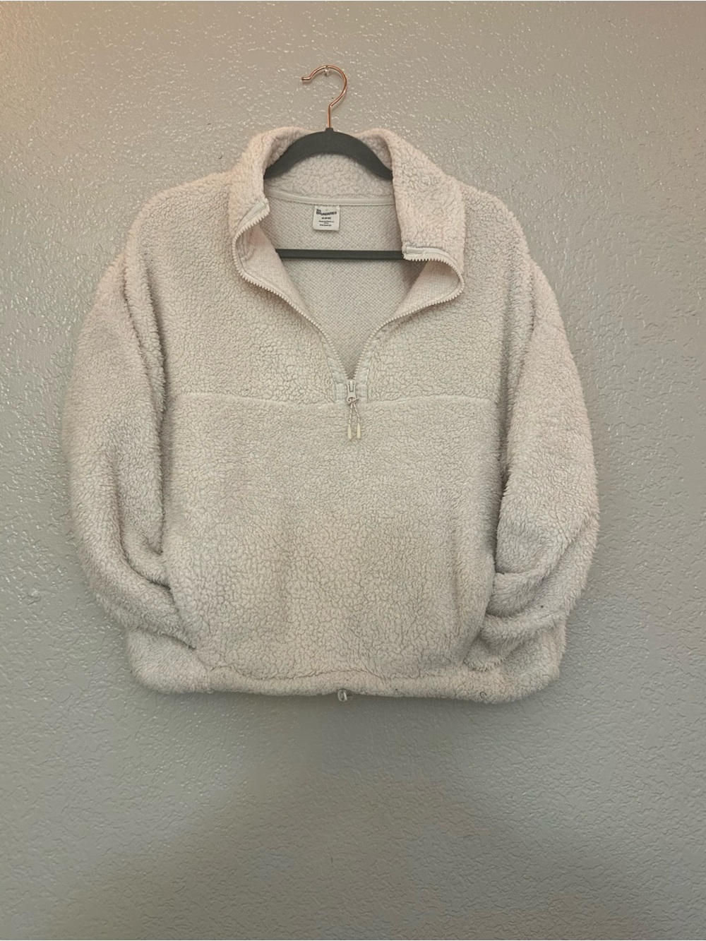 No Boundaries Ivory Sherpa Quarter-Zip Pullover